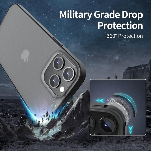 Black Rim Smoke Translucent Case iPhone 12/12 Pro Slim Shockproof Partial Matte - Picture 2 of 8